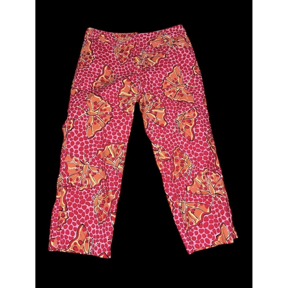 Lilly Pulitzer Liza Butterfly Prints Capri Crop Pants Sz 10 Preppy Yacht Derby